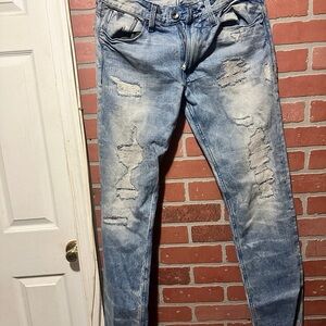 Men's Distressed Blue Jeans